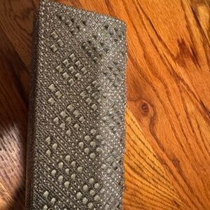 Elegant Silver Clutch with Rhinestone Detailing